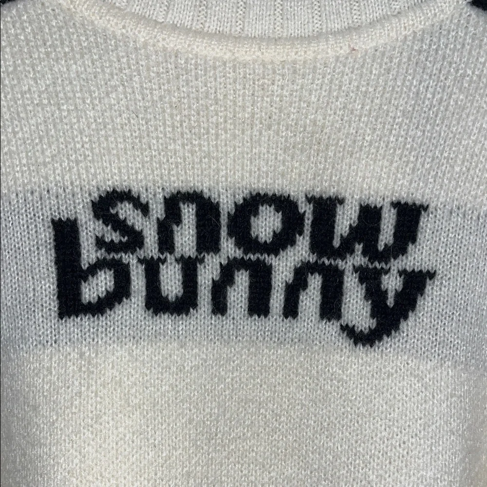 Snow Bunny Cropped Cream & Black Turtleneck Sweater